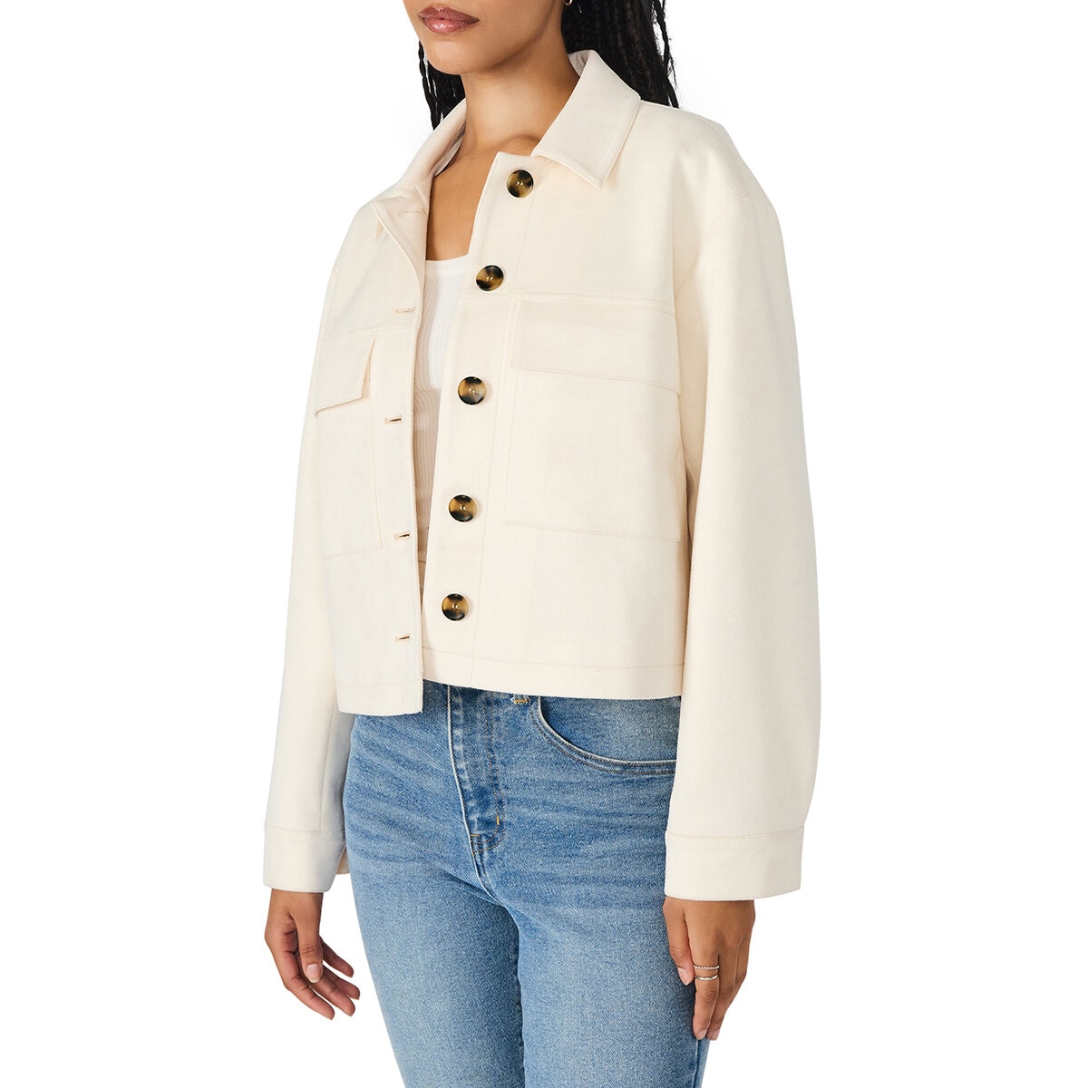 Steve Madden Chamarra tipo gamuza para Dama Beige Chica