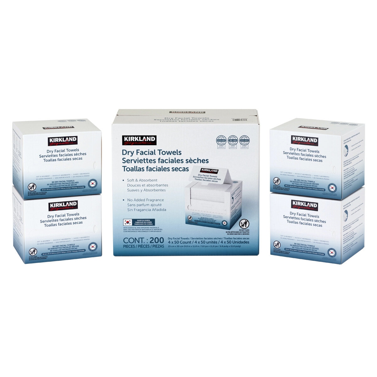 Kirkland Signature Toallas Faciales Secas 200 pzas