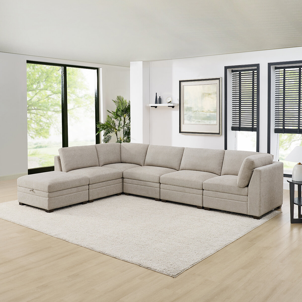 Thomasville, Tisdale, Sofá Modular de Tela de 6 Piezas con Almacenamiento