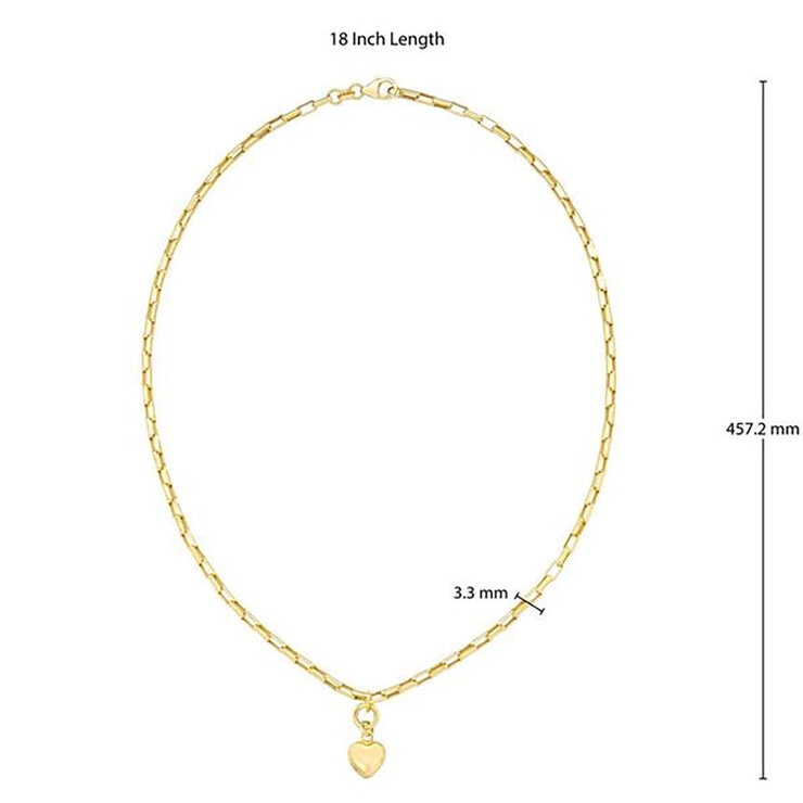 Collar con Dije de Corazón, Roro Amarillo 14k Collar con Dije de Corazón, Roro Amarillo 14k