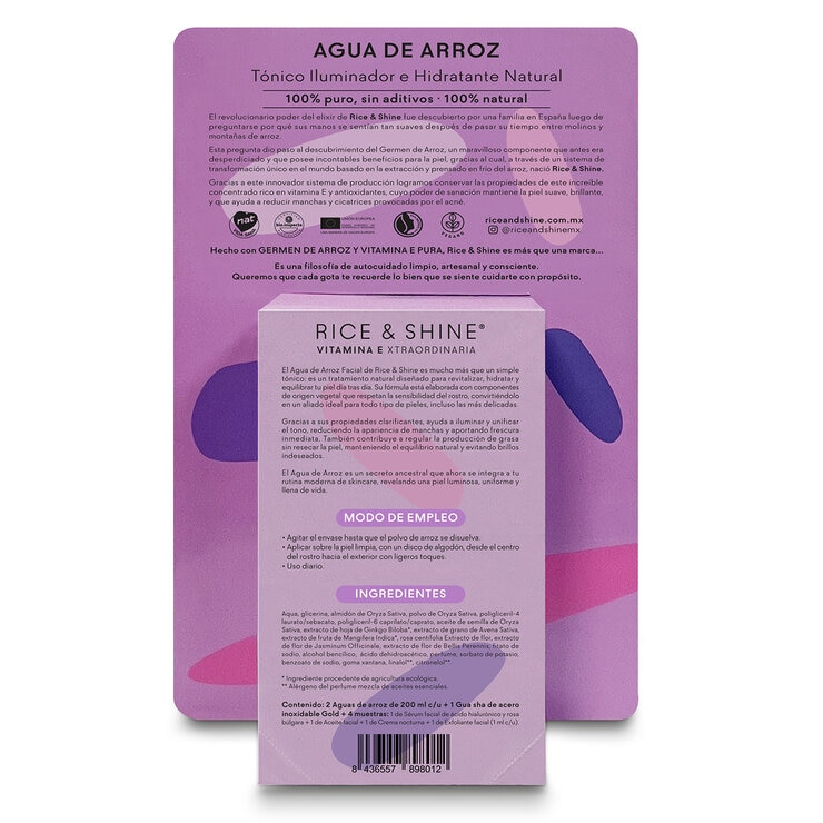 Rice & Shine, KIt Facial de Agua de Arroz, 2 piezas de 200 ml Cada Uno Rice & Shine, KIt Facial de Agua de Arroz, 2 piezas de 200 ml Cada Uno