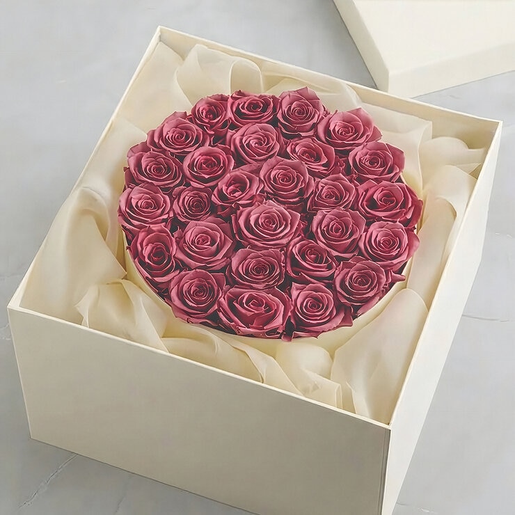 PREVENTA Materia Verde, Arreglo Decorativo de 24 Rosas Naturales Preservadas, Duración +1 año