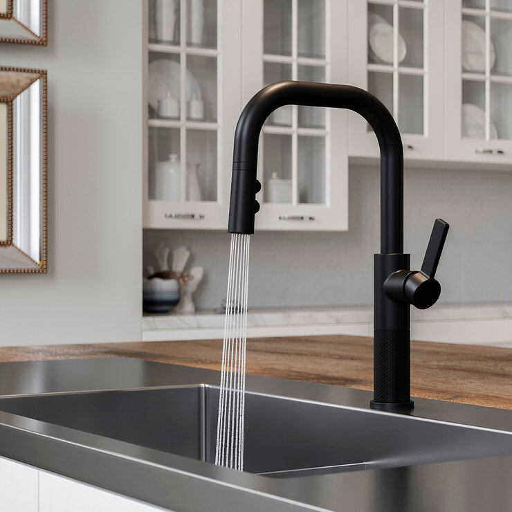 Pfister, Grifo Monomando de Cocina Desplegable Montay, Negro Mate