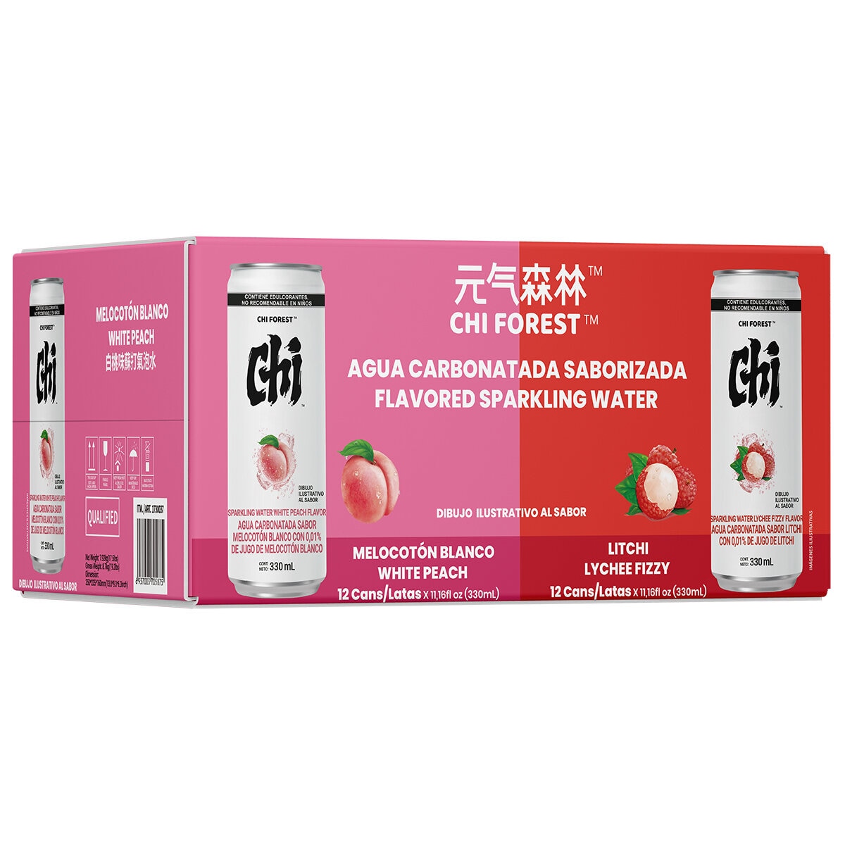 Chi Forest Agua Carbonatada Saborizada 24 pzs de 330 ml