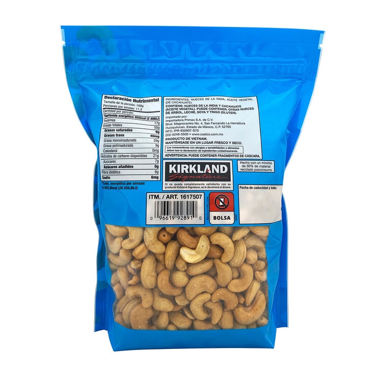 Kirkland Signature Nueces de la India sin Sal 1.13 kg