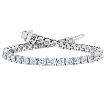 10.00ctw, Pulsera de Diamantes, 17.78cm, Corte Redondo Brillante, Oro Blanco de 14kt