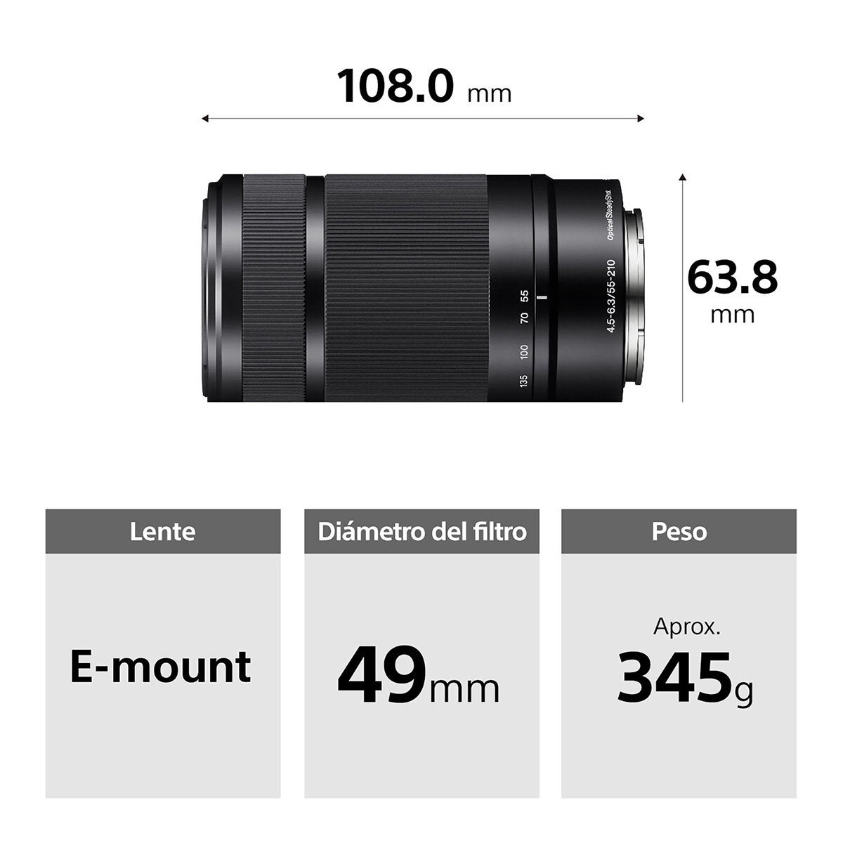 Sony Lente E 55-210 MM F4.5-6.3 OSS Sony Lente E 55-210 MM F4.5-6.3 OSS