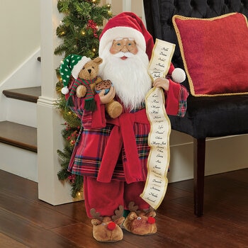 Santa Decorativo con Oso de Peluche 91cm