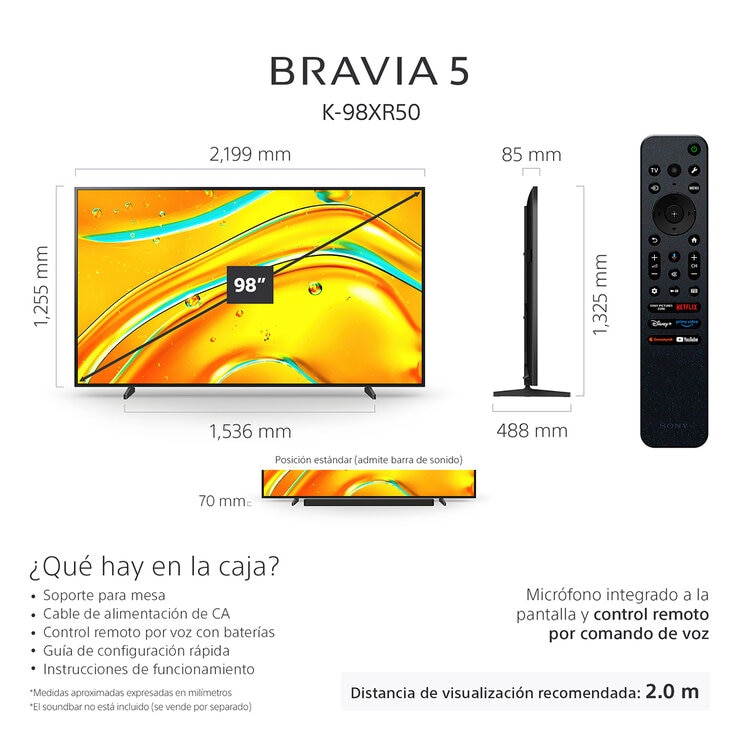 Sony Pantalla 98" BRAVIA 5 Miniled 4K Google TV