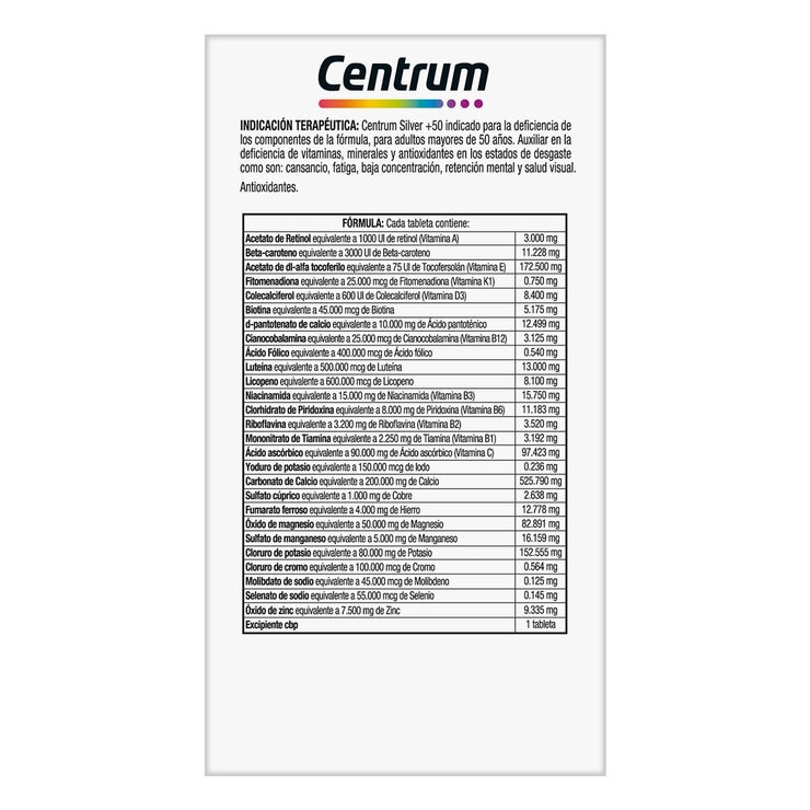 Multivitaminico Centrum Silver 2pack 100 tabletas c/u