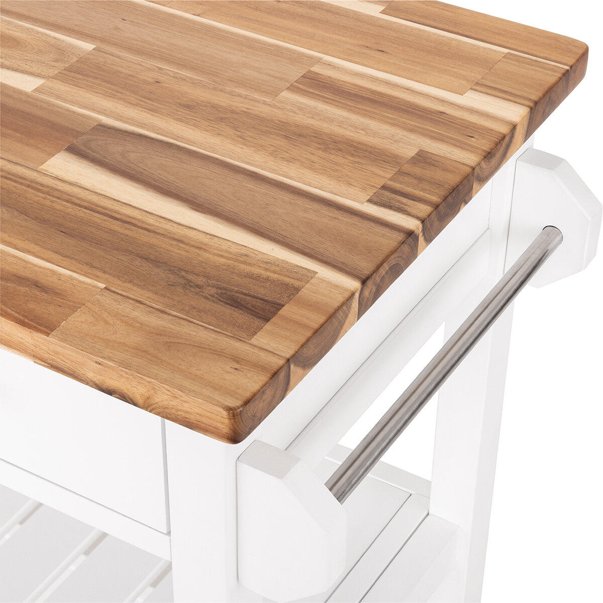 Seville Classics Home Carrito de Cocina con Superficie de Acacia con Cajones
