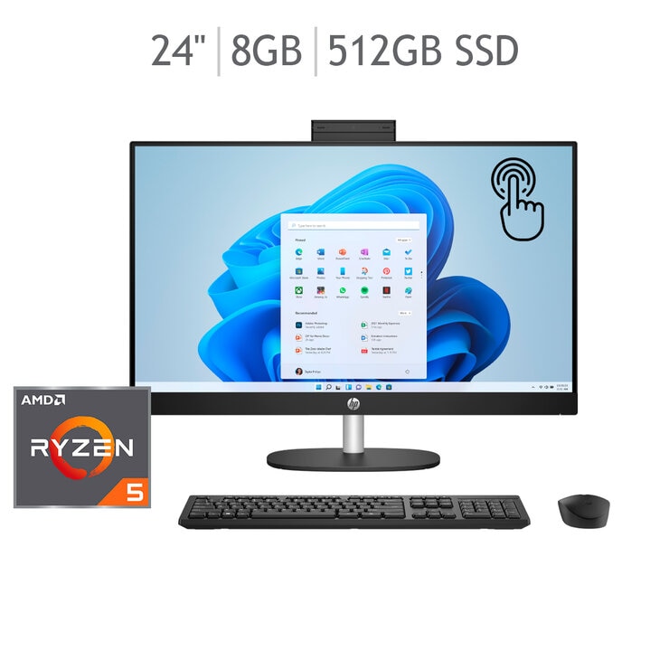 HP All-In-One 24-cr0008la Desktop 23.8" Full HD AMD Ryzen 5 8GB 512GB SSD