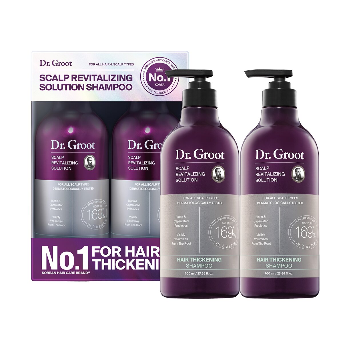 Dr. Groot Shampoo Revitalizante, 2 piezas de 700 ml