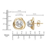 Aretes de Perlas Cultivadas, 7-7.5mm, de Oro Amarillo de 14K