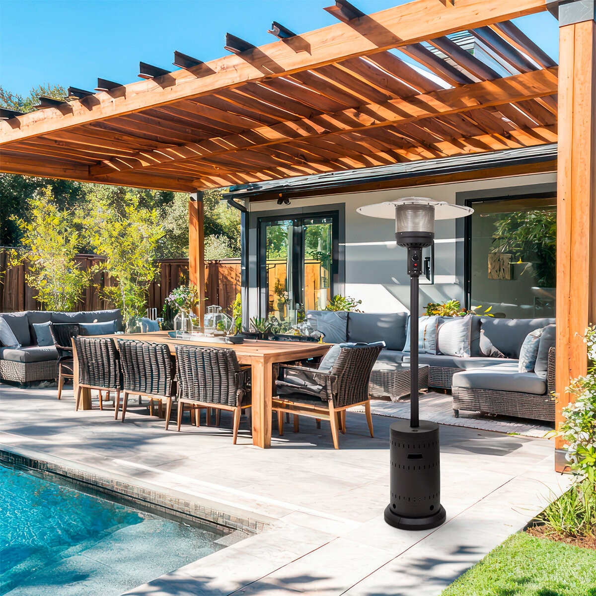 Fire Sense, Calefactor de Gas para exterior color negro