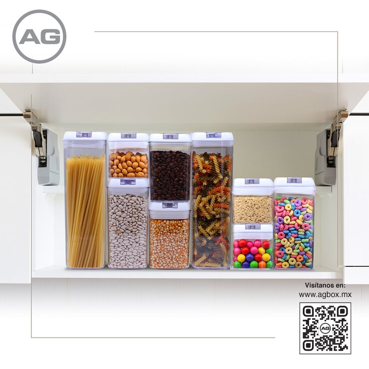 AG, Set de 9 contenedores para cocina con tapa hermética, Tapa Color Blanco
