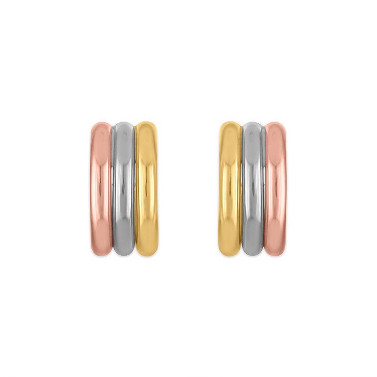 Arracadas de Oro, 3 Tonos 14K Arracadas de Oro, 3 Tonos 14K