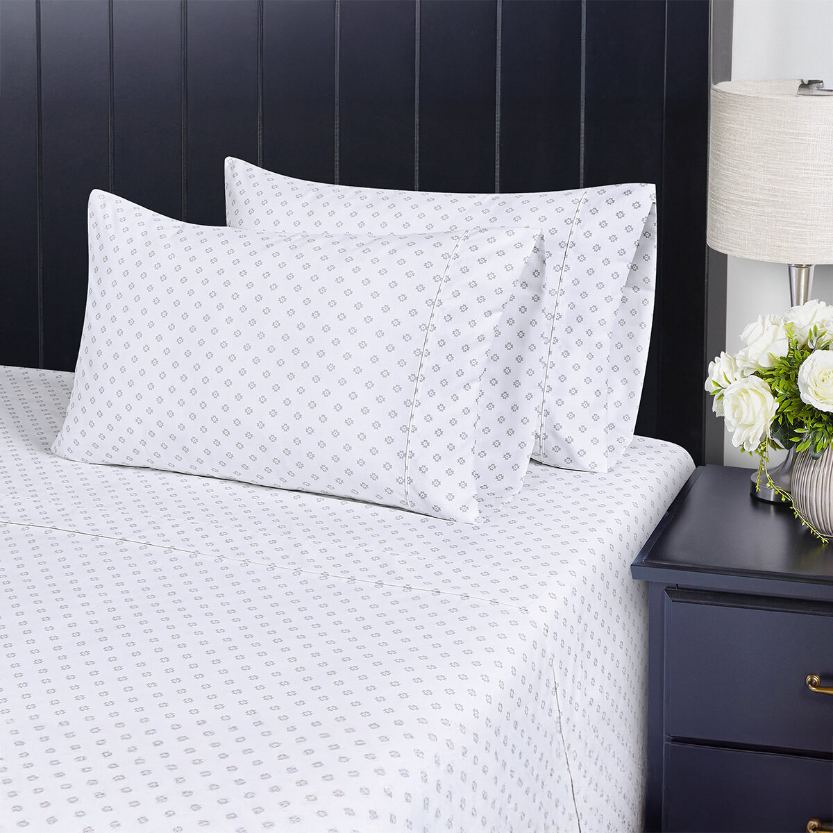 South Point Home Fashions, Juego de Sábanas Queen 6 Piezas, Medallion Grey