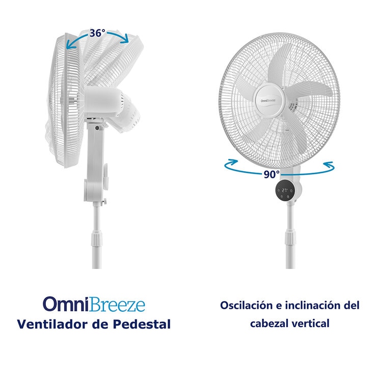 OmniBreeze, Ventilador de Pedestal Blanco, 4 Velocidades