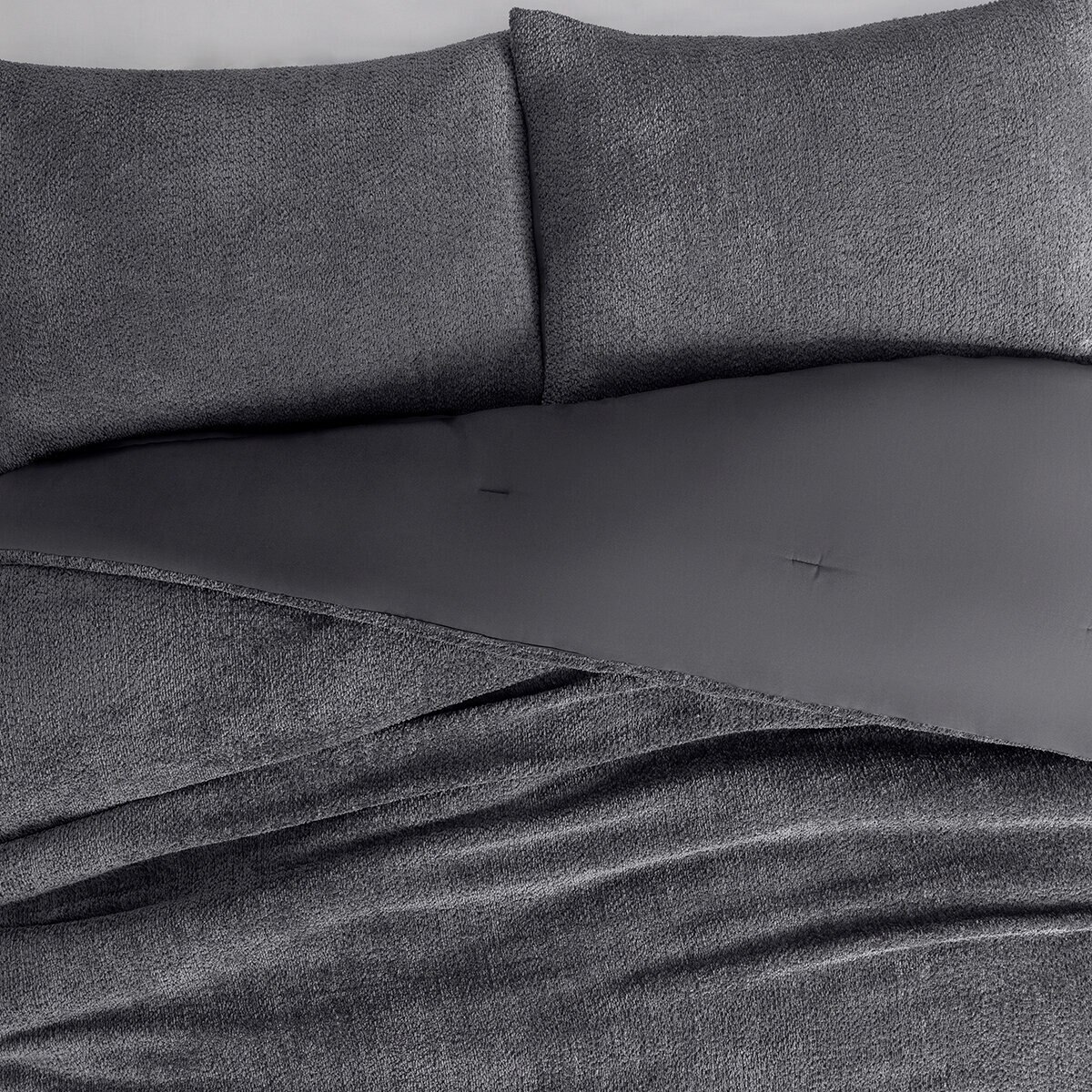 Cococozy, Juego de Edredon, Modelo Boucle, Tamaño King, Color Gris Cococozy, Juego de Edredon, Modelo Boucle, Tamaño King, Color Gris