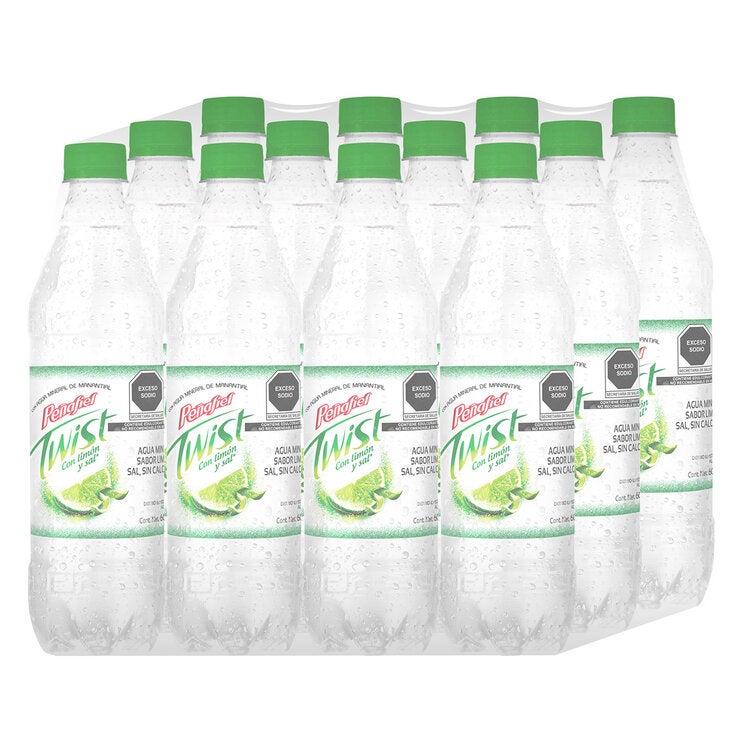 Peñafiel Twist Agua Mineral Sabor Limón 12 pzas de 600 ml