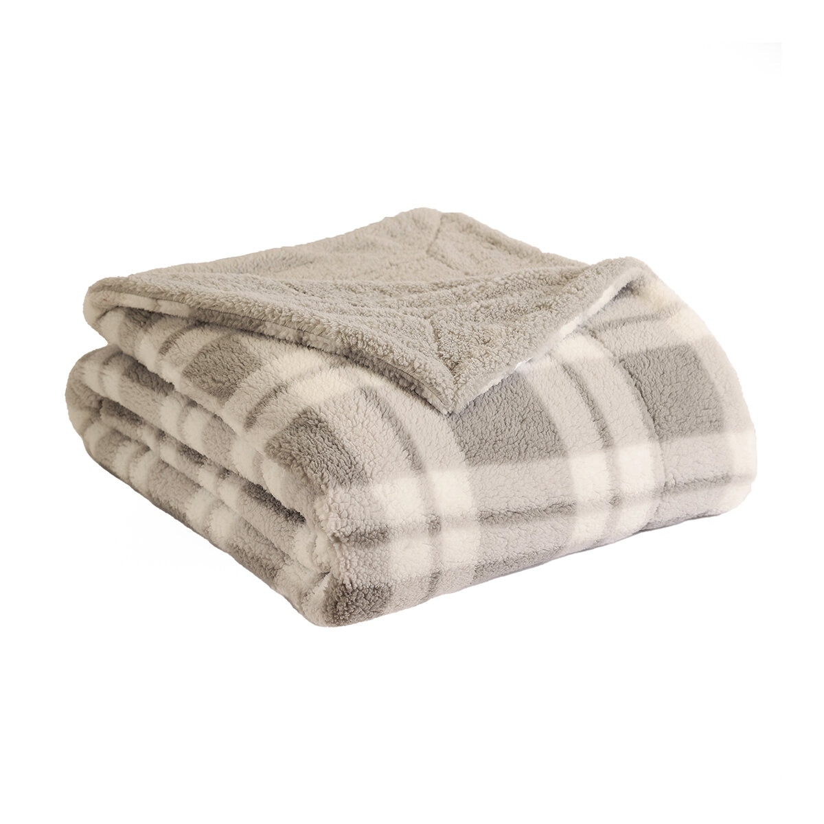 Life Comfort Cobija Tamaño Queen/ King, Light Grey Plaid