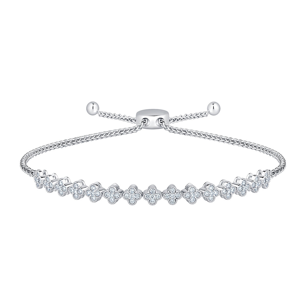 Pulsera Bolo de Diamantes 0.50ctw, Oro Blanco 14K