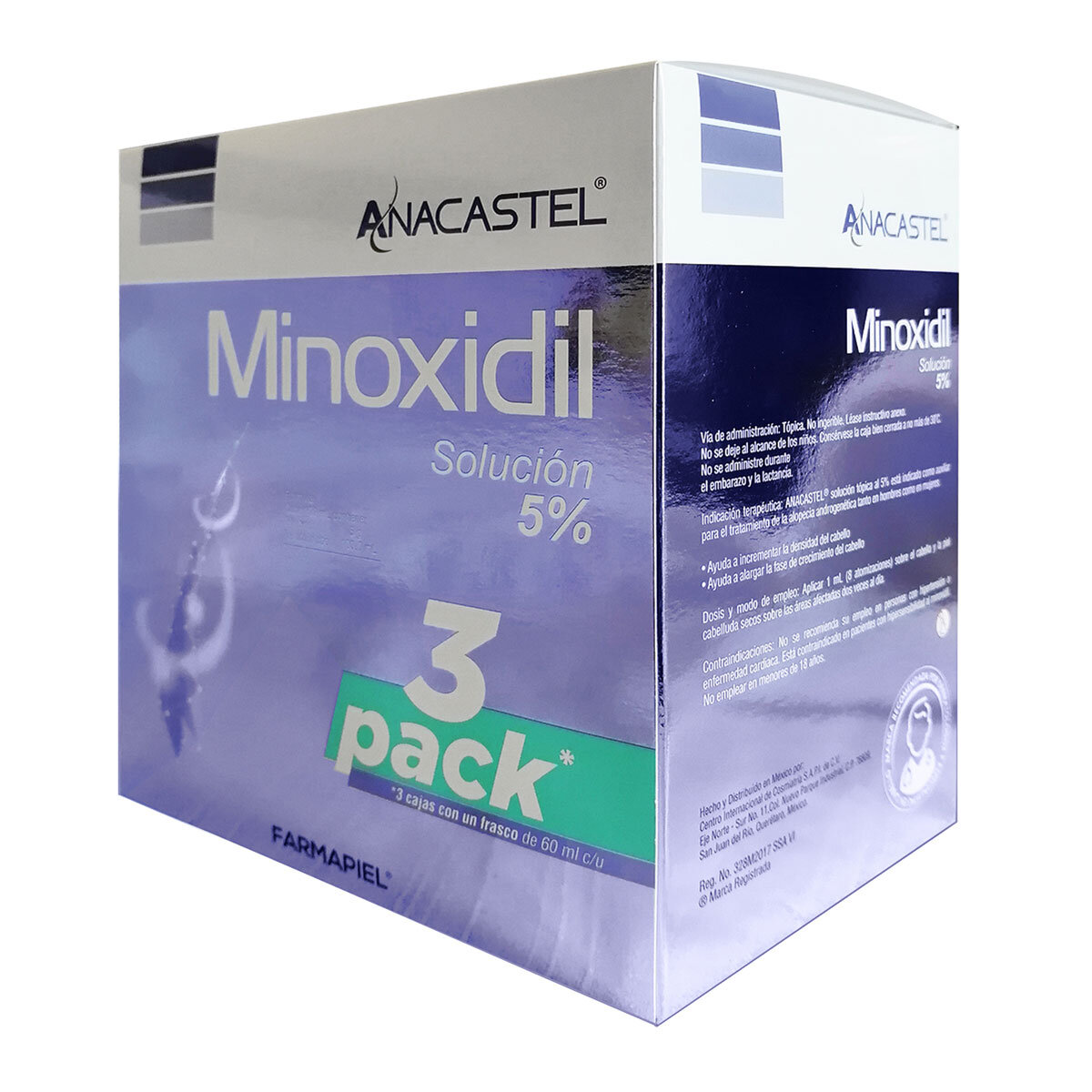 Anacastel Minoxidil 5% 3 piezas con 60 ml c/u