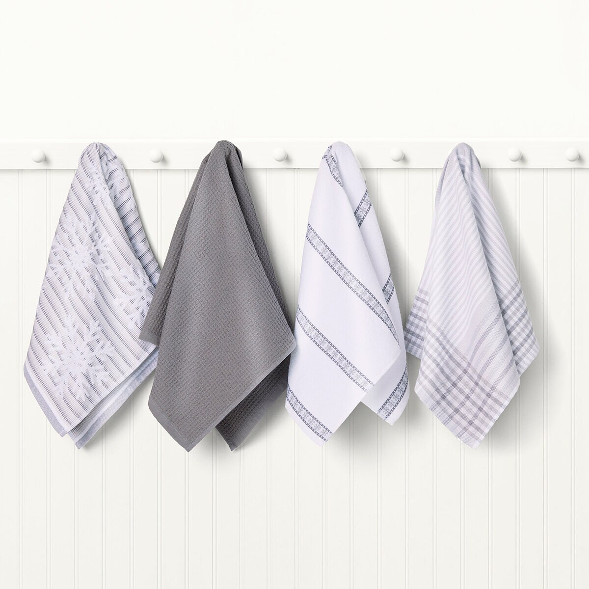 Caro Home, Toallas de Cocina, 8 Piezas, Gris y Blanco