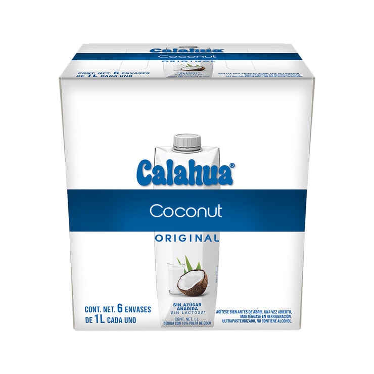 Calahua Bebida de Coco 6 pzas de 1 l