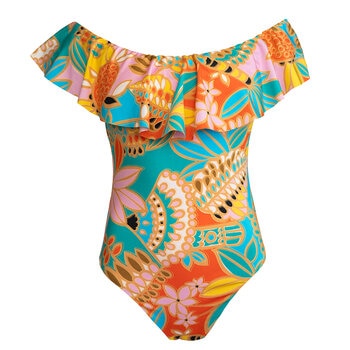 Alas de Sal, Traje de Baño Impreso con Olan, para Dama, Varias Tallas