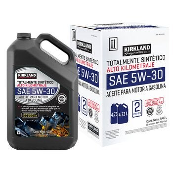 Kirkland Signature Aceite Sintético para Motor 5W-30 Alto Kilometraje 2 Botellas de 4.73 Litros Kirkland Signature Aceite Sintético para Motor 5W-30 Alto Kilometraje 2 Botellas de 4.73 Litros