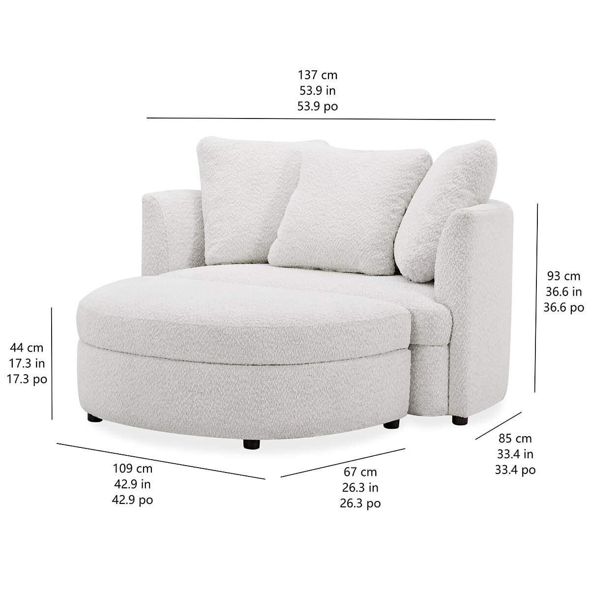 Aiden & Ivy, Silla Decorativa de Tela con Otomano