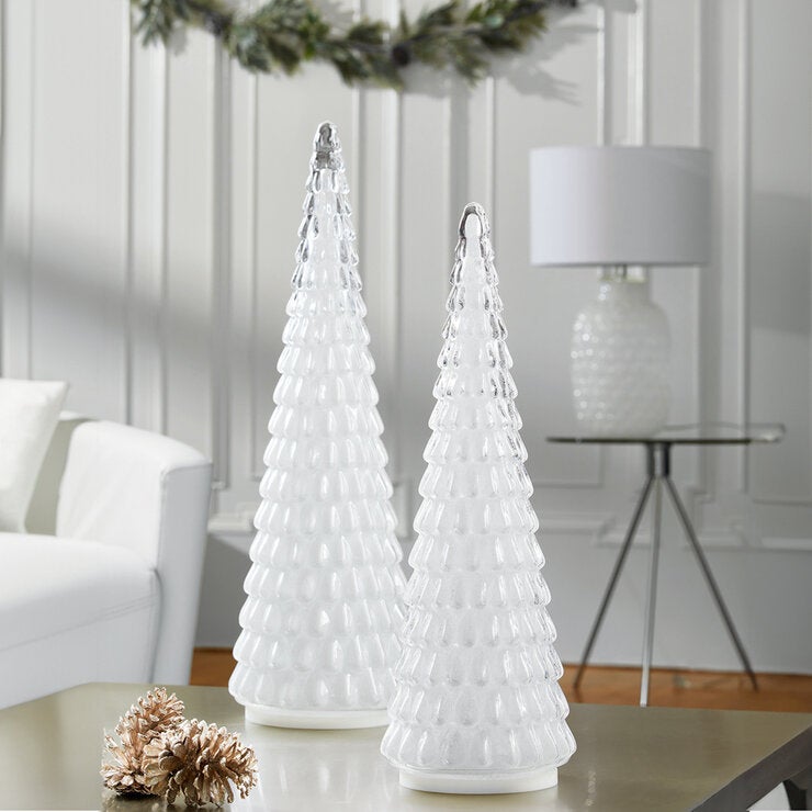 Árboles de Vidrio con Luz LED, 2 Piezas
