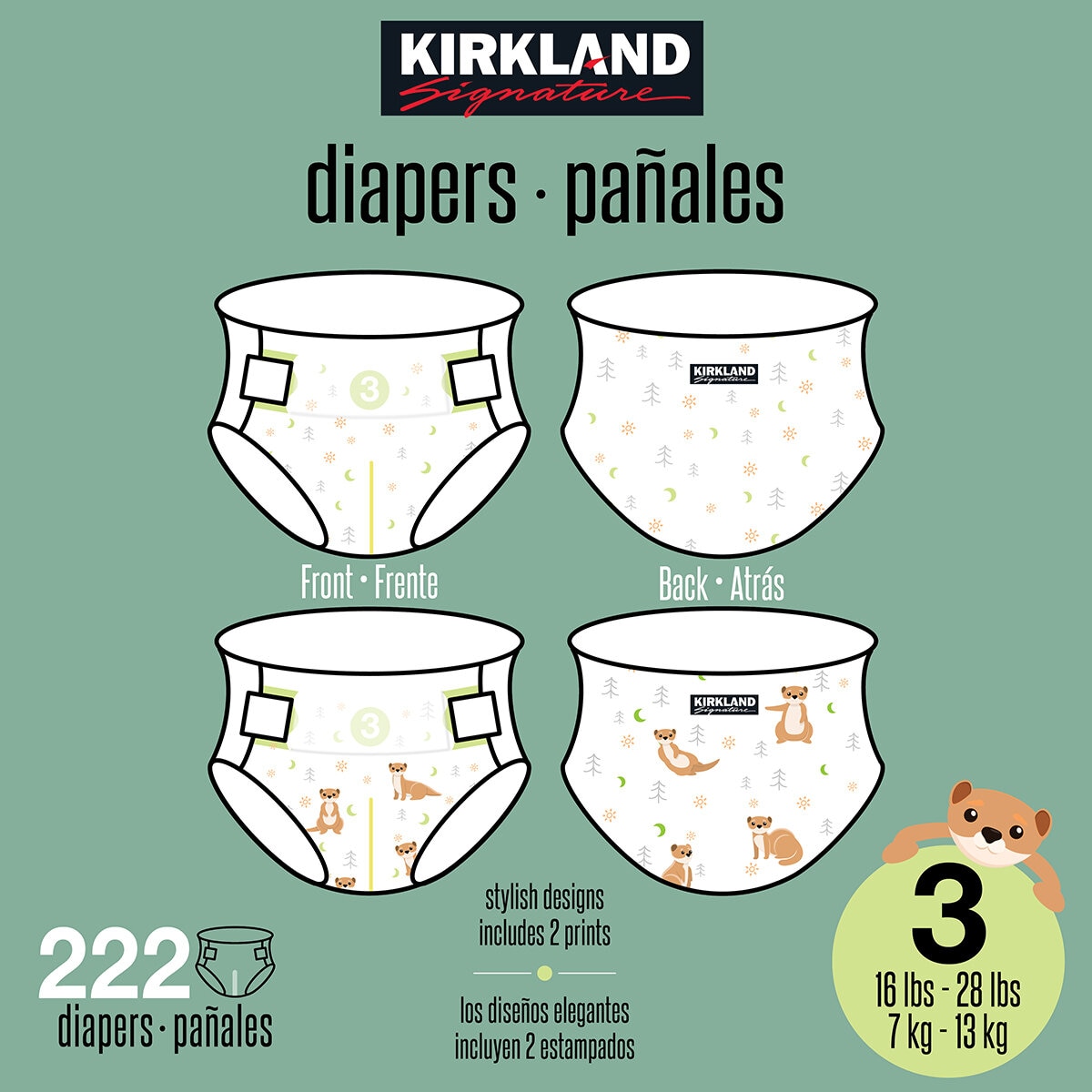 Kirkland Signature Pañales Etapa 3 Unisex 222 pzas