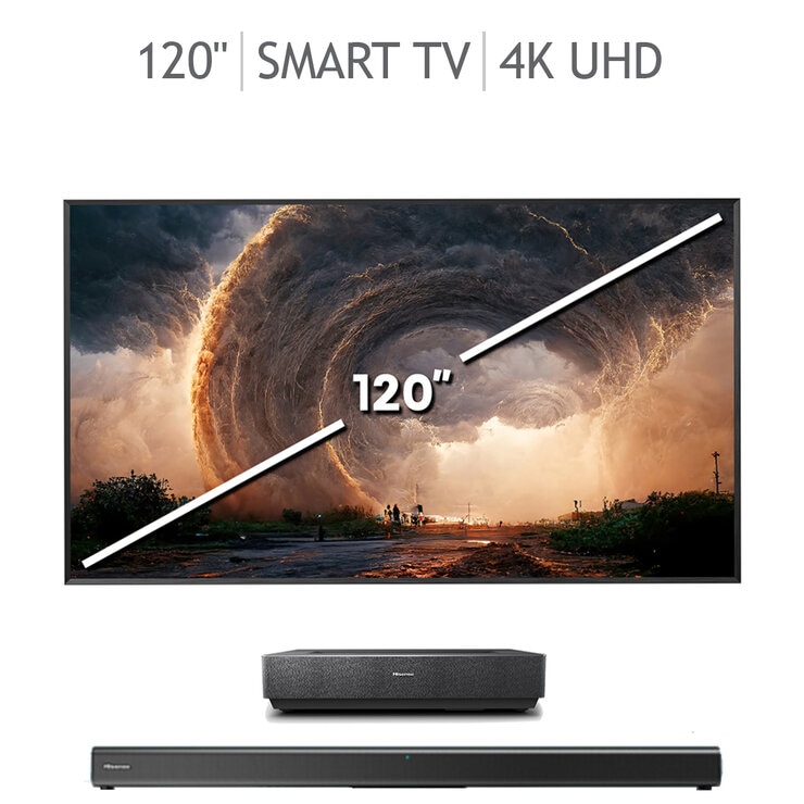 Hisense Pantalla 120" Laser TV UHD 4K Google TV + Barra HS205