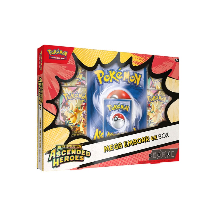 Mega Evolution Pokémon Ascended Heroes, Juego de Cartas Coleccionables, Mega Embroar ex BOX/ Mega Meganium ex BOX Mega Evolution Pokémon Ascended Heroes, Juego de Cartas Coleccionables, Mega Embroar ex BOX/ Mega Meganium ex BOX