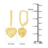 Aretes de Corazon, Filigrana, Oro Amarillo 14K