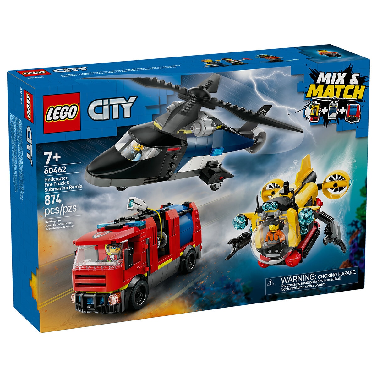 LEGO City Remix: Helicóptero, Camión de Bomberos y Submarino