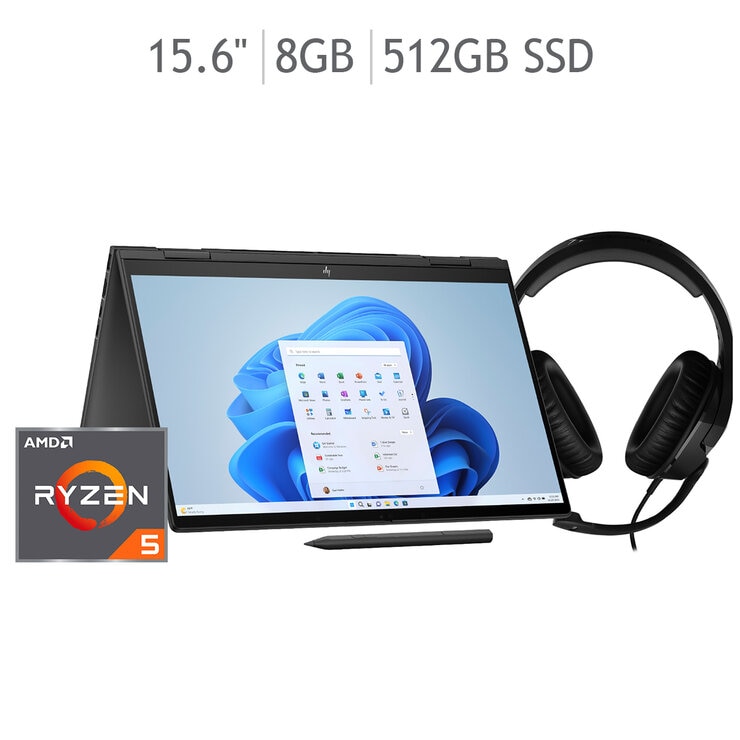 HP Envy x360 15-fh0000la Laptop 15.6" Full HD AMD Ryzen 5 8GB 512GB SSD + Headset HyperX Stinger + Stylus Pen