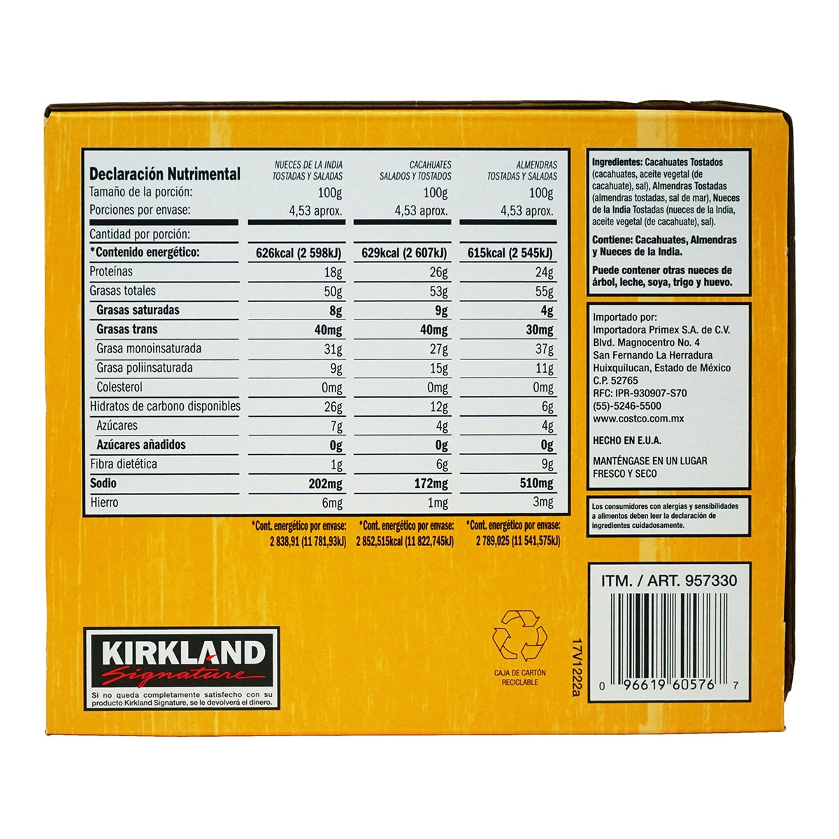 Kirkland Signature Nueces para Botanear Surtidas 30 pzas de 45.35 g