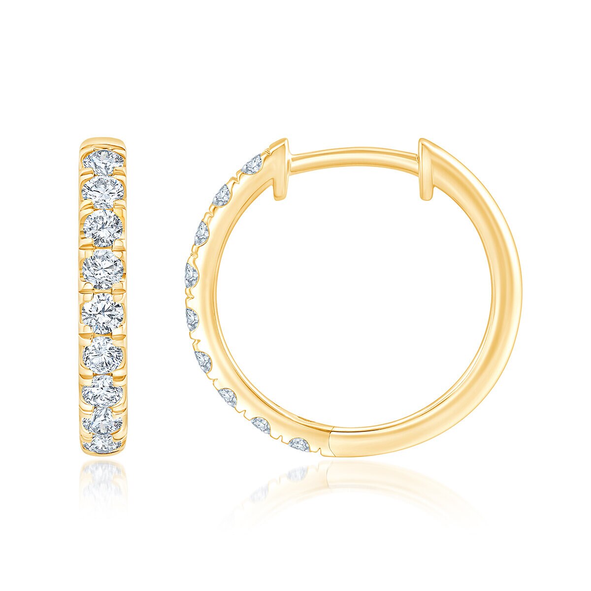 0.50ctw, Arracadas de Diamantes, Corte Redondo, Oro Amarillo de 14K