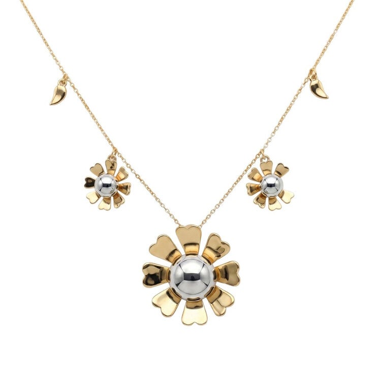 Mayfer, Collar Dorado con Diseño de Flores.