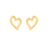 Aretes de Corazon, Oro Amarillo 14K