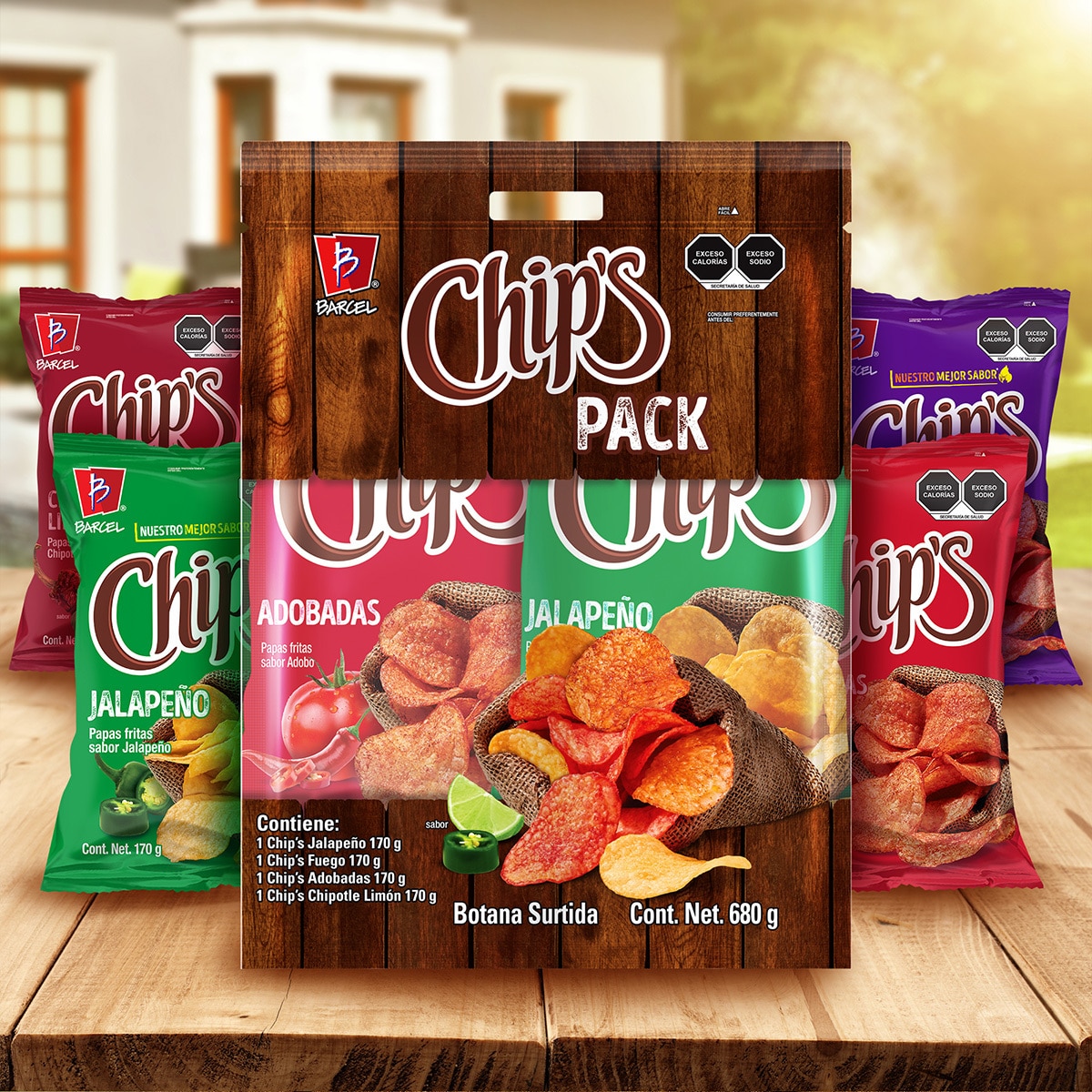 Chip's Papas Surtidas 4 pzas de 170 g