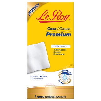 Le Roy Gasa Estéril Premium 120 Piezas