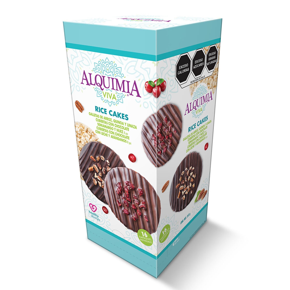 Alquimia Viva Galletas de Arroz, Quinoa y Linaza Cubiertas de Chocolate 352 g