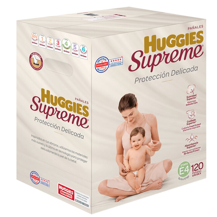 Huggies Supreme Pañales Etapa 4 Unisex 120 pzas