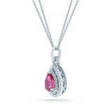 0.35ctw, Collar de Zafiro Rosa y Diamantes, Oro Blanco de 18kt