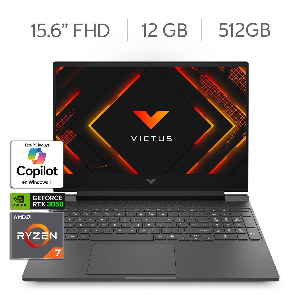 HP Victus 15-fb3031la Laptop Gaming 15.6" FHD NVIDIA GeForce RTX 3050 AMD Ryzen 7 7445H 12GB 512GB SSD HP Victus 15-fb3031la Laptop Gaming 15.6" FHD NVIDIA GeForce RTX 3050 AMD Ryzen 7 7445H 12GB 512GB SSD